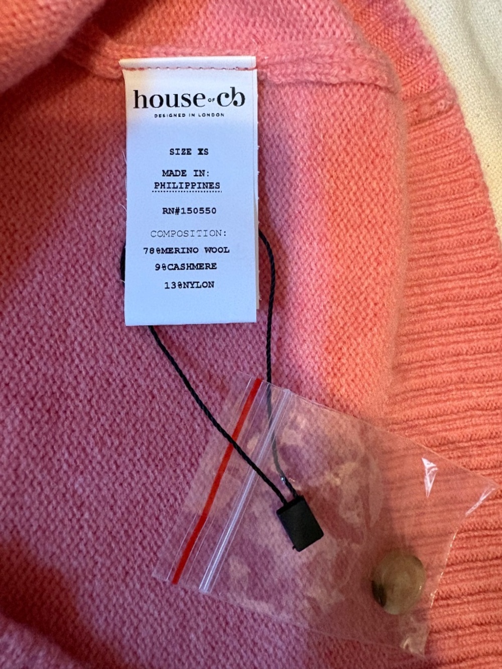 House of CB Signature Raspberry Cashmere + Merino Wool Cardigan (brand new) - Picture 4 of 8